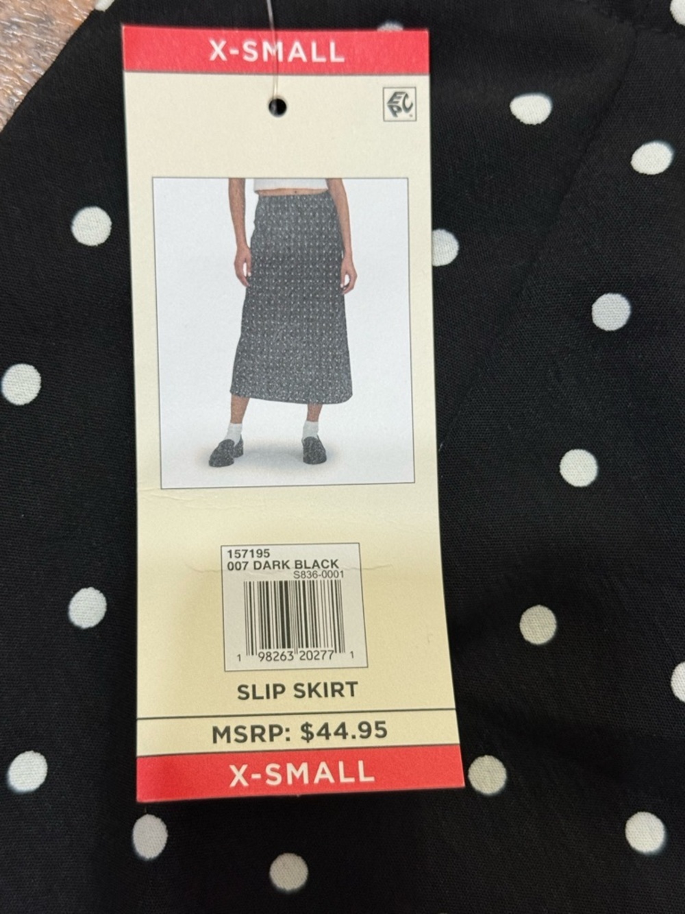 Polka Dot Midi Skirt - Black with White Dots - Picture 3 of 3
